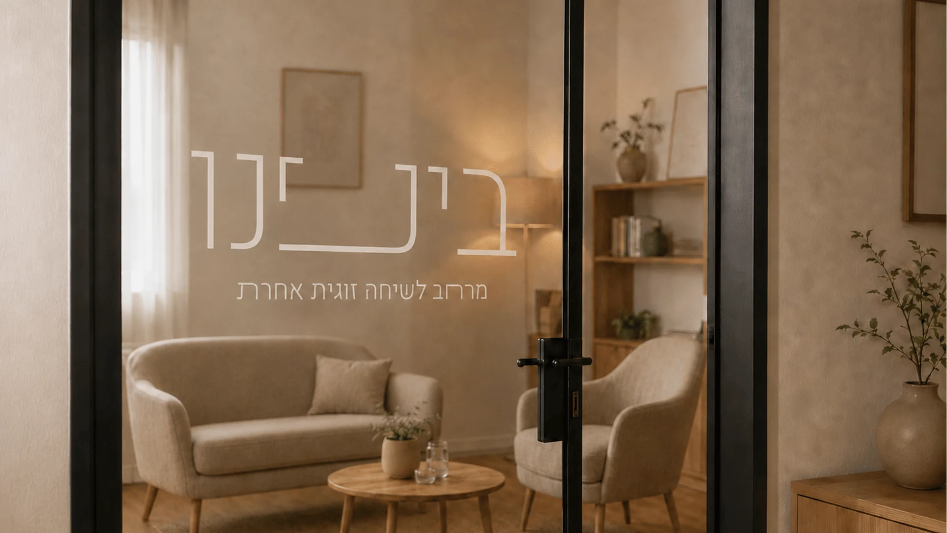 כניסה לקליניקה עם לוגו בינינו על דלת זכוכית